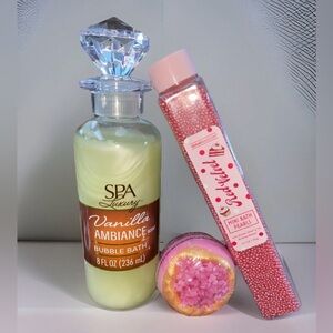 Crystal Dessert Spa Gift Set | Bubble Bath, Mini Bath Pearls & Geode Bath Bomb